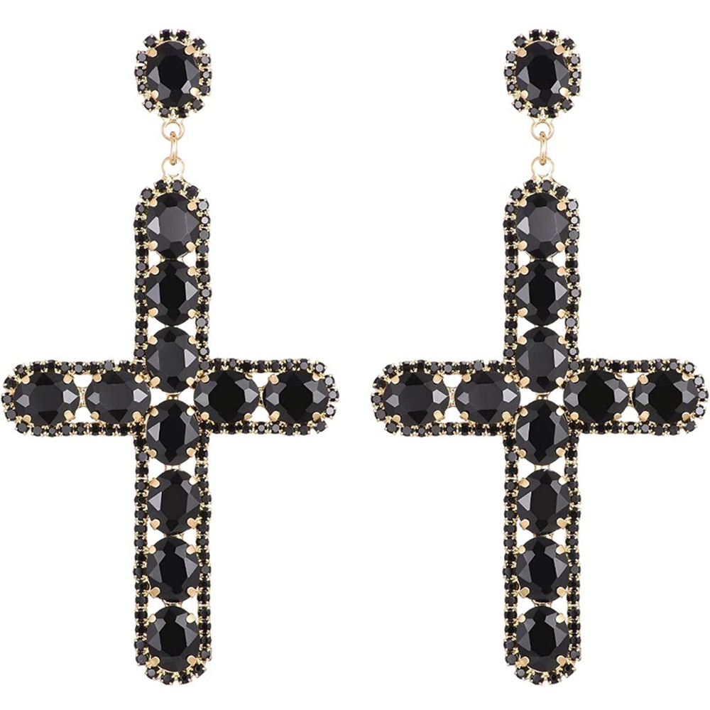 Glistening Crystal Cross Earrings